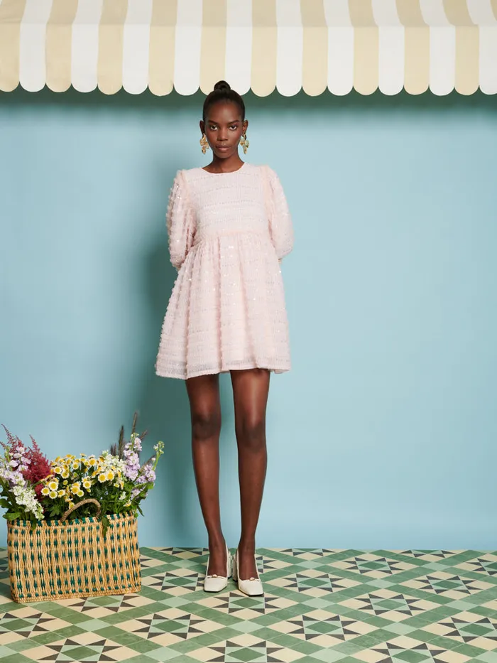 Women Sister Jane Dresses DREAM Rhubarb Sequin Mini Dress Baby Pink