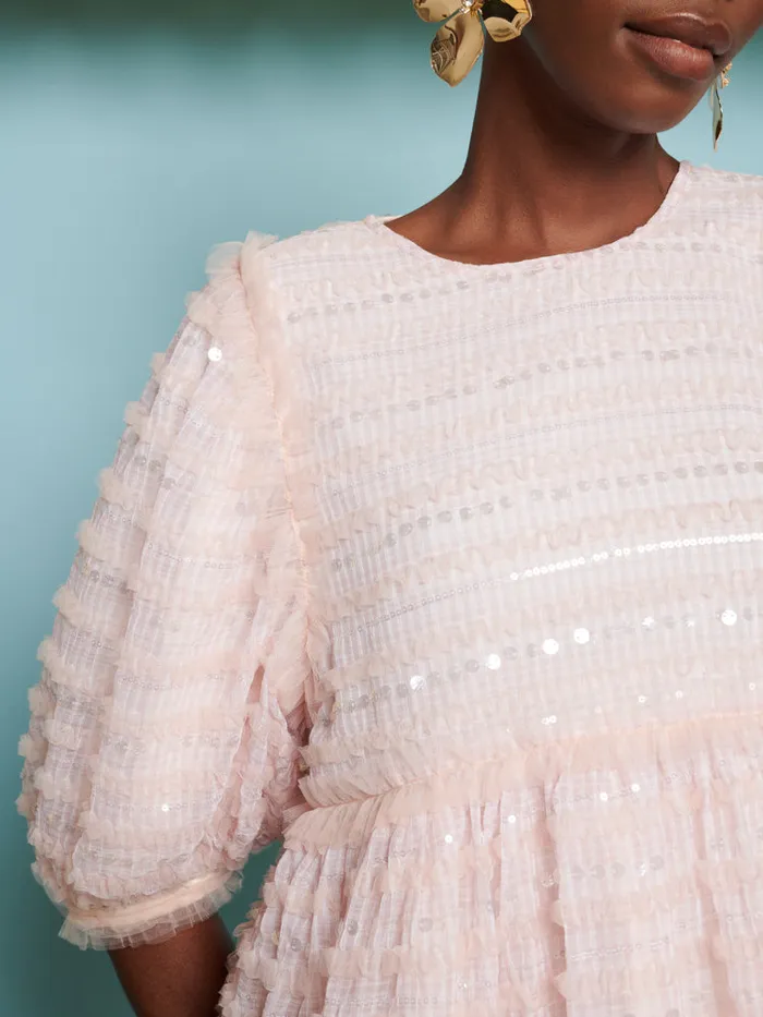 Women Sister Jane Dresses DREAM Rhubarb Sequin Mini Dress Baby Pink