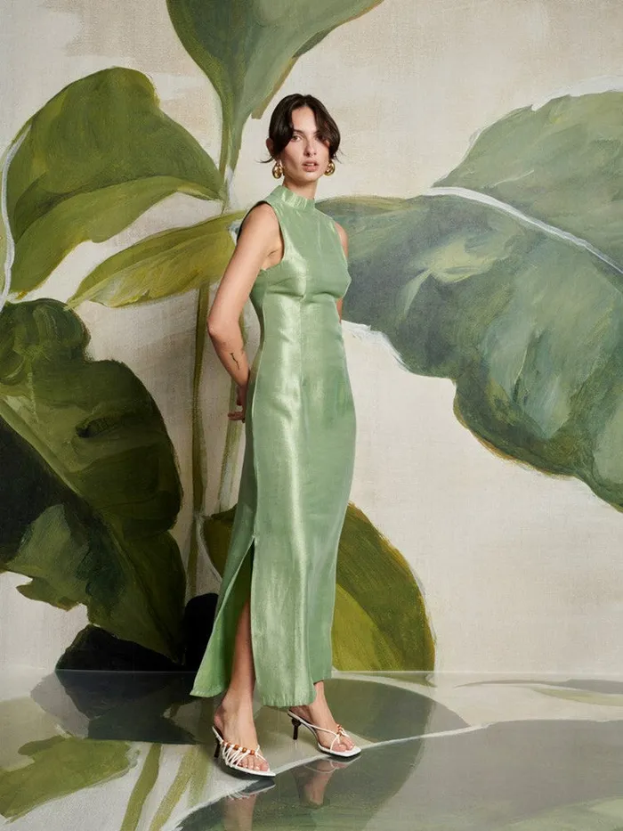 Women Sister Jane Dresses Ghospell Arya Column Midi Dress Pistachio Green
