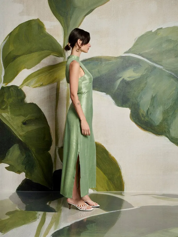 Women Sister Jane Dresses Ghospell Arya Column Midi Dress Pistachio Green