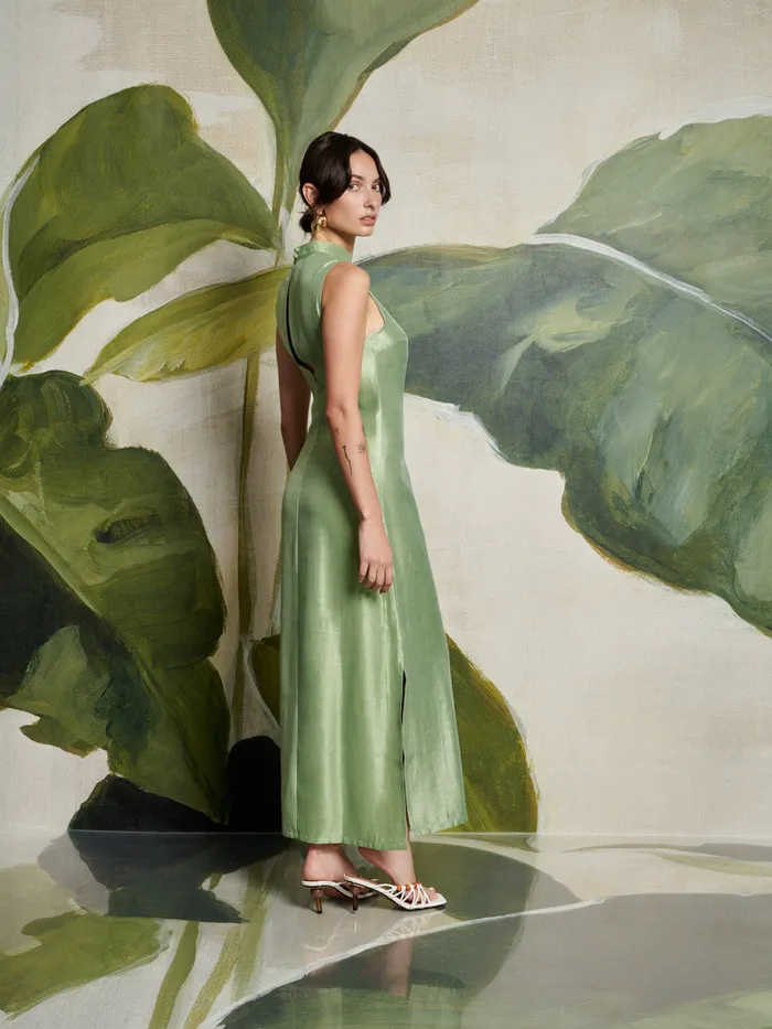 Women Sister Jane Dresses Ghospell Arya Column Midi Dress Pistachio Green