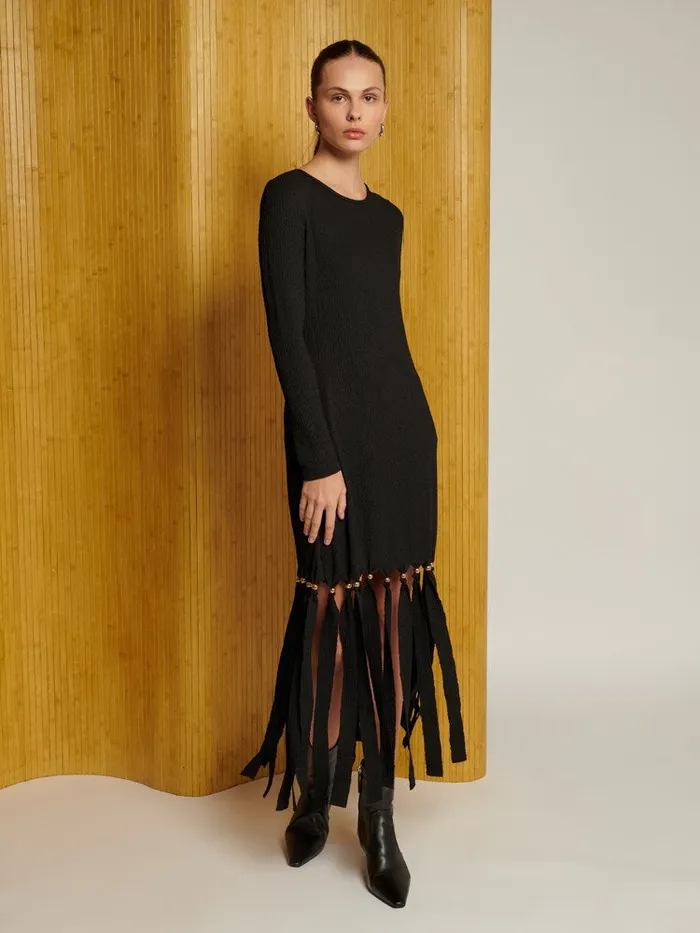Women Sister Jane Dresses Ghospell Blake Bead Mini Dress Coal Black
