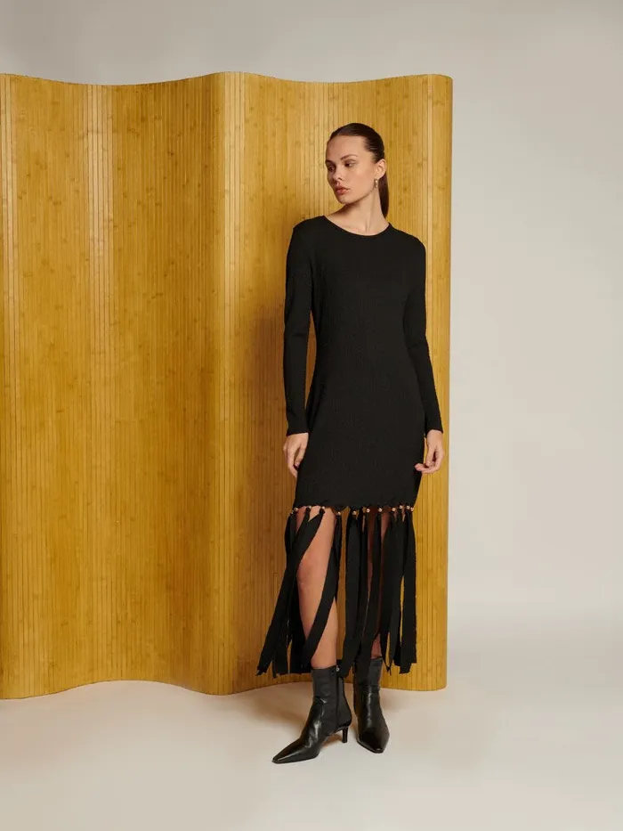 Women Sister Jane Dresses Ghospell Blake Bead Mini Dress Coal Black