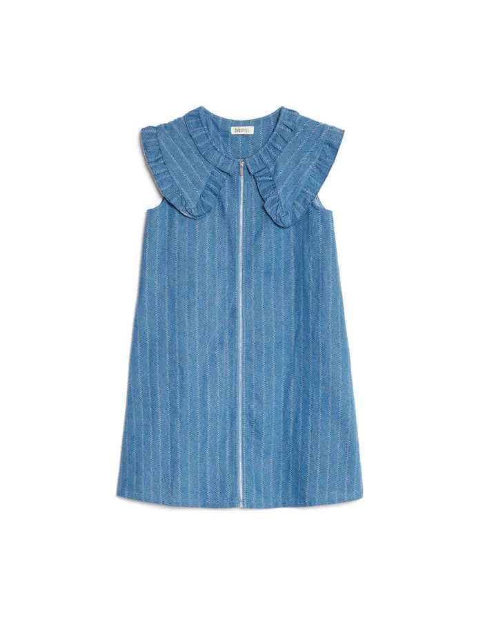 Women Sister Jane Dresses Ghospell Deborah Striped Denim Mini Dress Aegean Blue