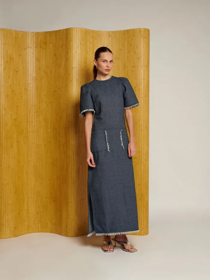 Women Sister Jane Dresses Ghospell Spencer Denim Midi Dress Mazarine Blue