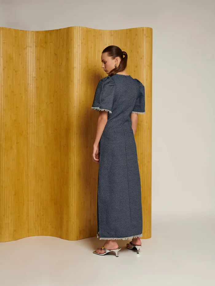 Women Sister Jane Dresses Ghospell Spencer Denim Midi Dress Mazarine Blue