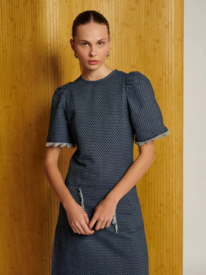 Women Sister Jane Dresses Ghospell Spencer Denim Midi Dress Mazarine Blue
