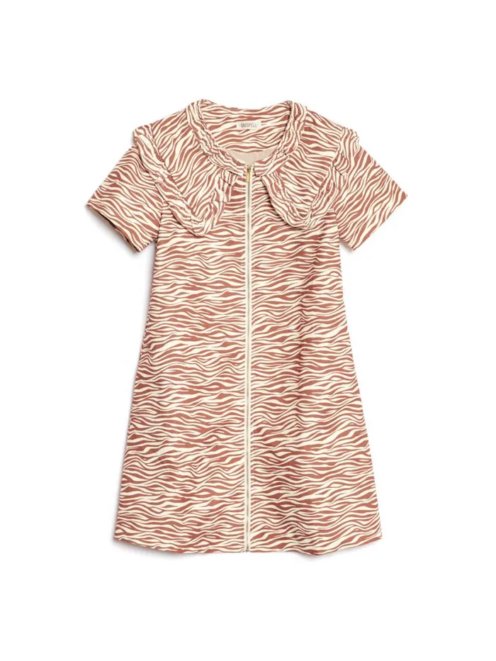 Women Sister Jane Dresses Ghospell Zoya Zebra Mini Dress Tan Brown