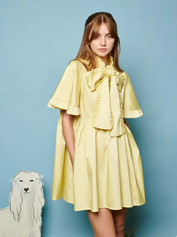 Women Sister Jane Dresses Lucy Bow Mini Dress Lime Green