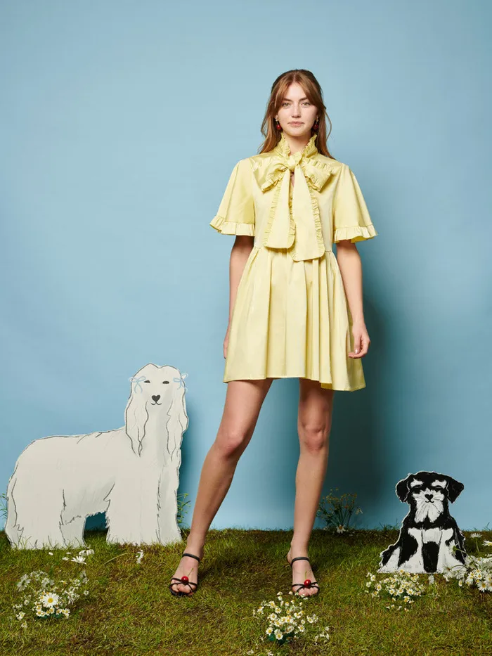 Women Sister Jane Dresses Lucy Bow Mini Dress Lime Green