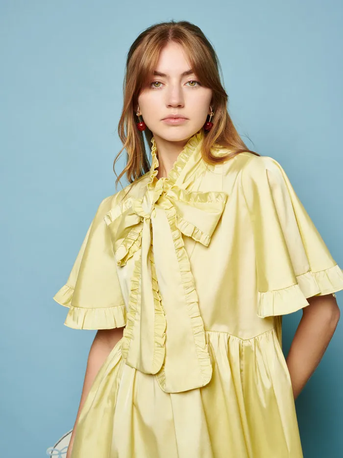 Women Sister Jane Dresses Lucy Bow Mini Dress Lime Green