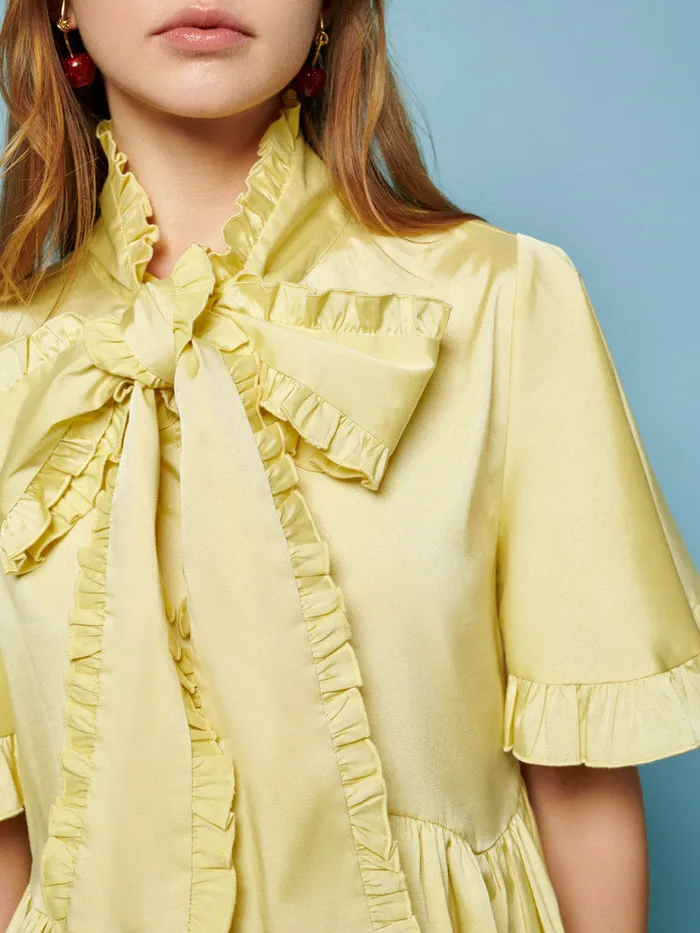 Women Sister Jane Dresses Lucy Bow Mini Dress Lime Green