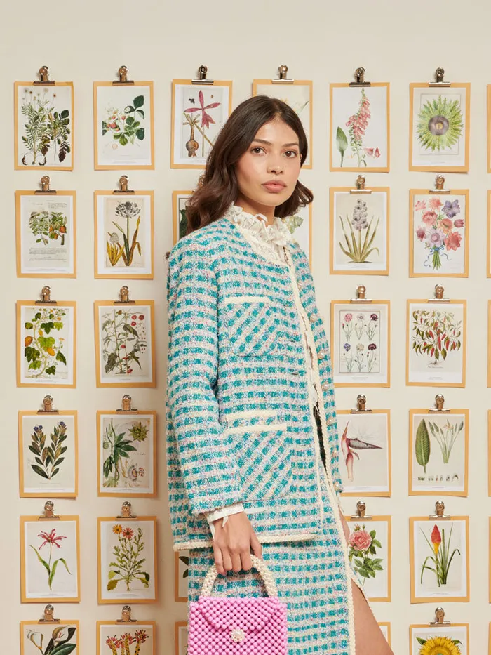 Women Sister Jane Jackets DREAM Novelty Tweed Jacket Turquoise Blue