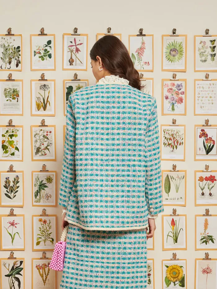 Women Sister Jane Jackets DREAM Novelty Tweed Jacket Turquoise Blue