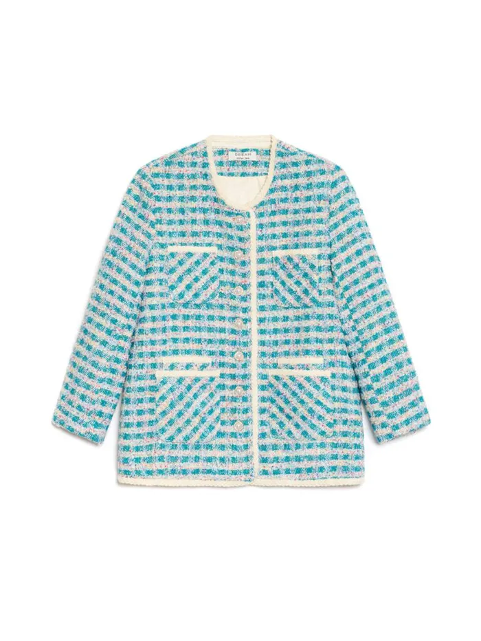 Women Sister Jane Jackets DREAM Novelty Tweed Jacket Turquoise Blue