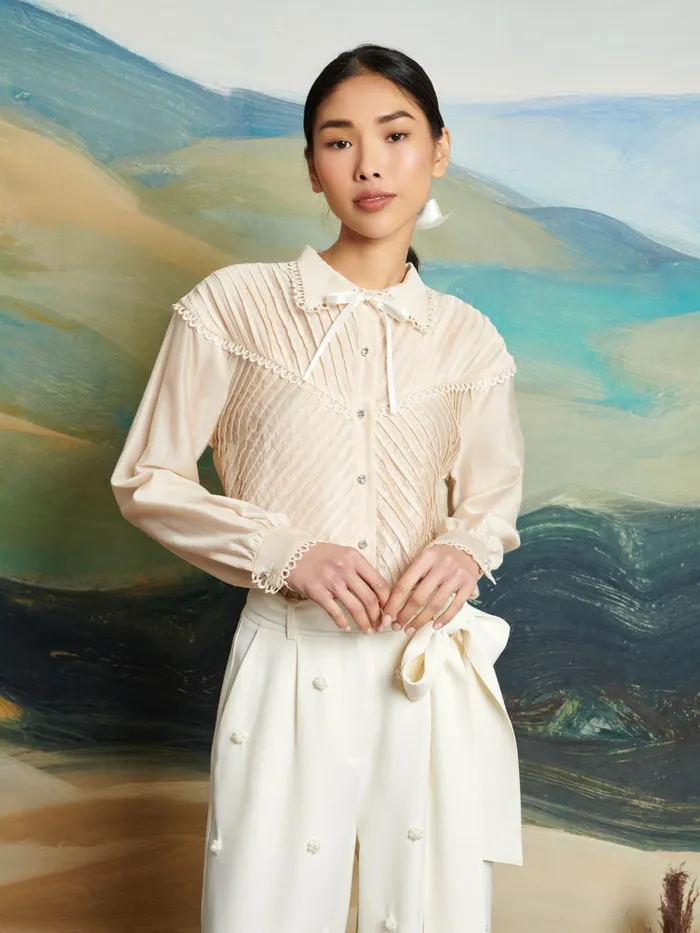 Women Sister Jane Tops DREAM Pony Pleat Blouse Vintage Cream