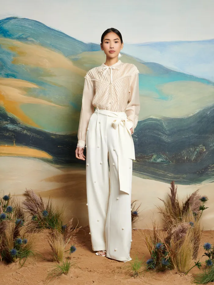 Women Sister Jane Tops DREAM Pony Pleat Blouse Vintage Cream