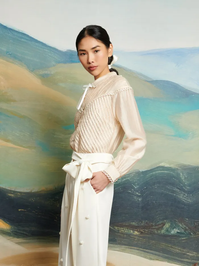 Women Sister Jane Tops DREAM Pony Pleat Blouse Vintage Cream