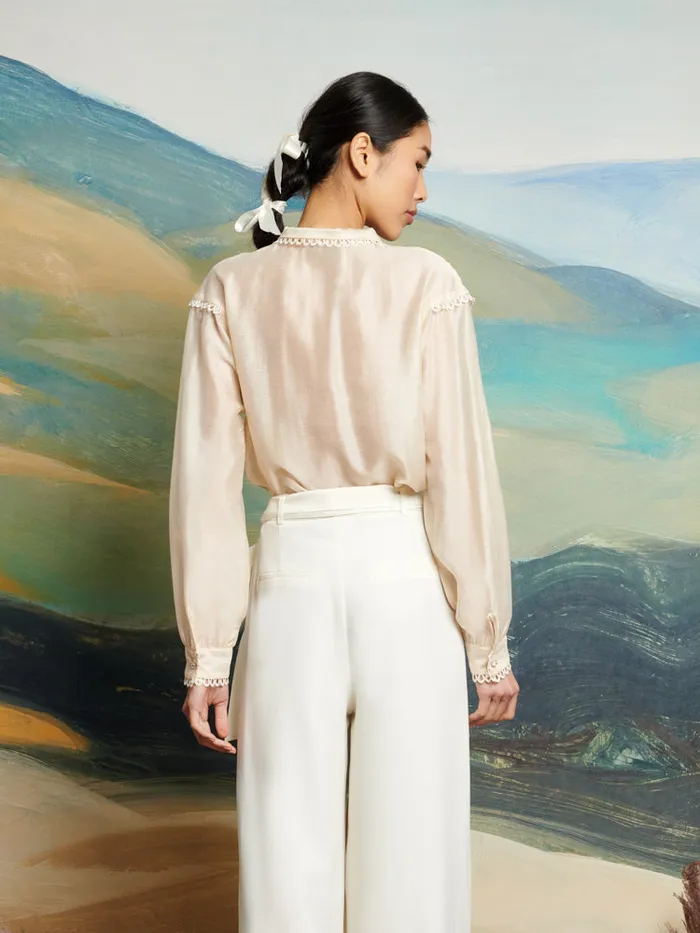 Women Sister Jane Tops DREAM Pony Pleat Blouse Vintage Cream