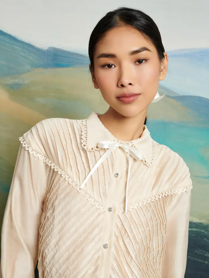 Women Sister Jane Tops DREAM Pony Pleat Blouse Vintage Cream