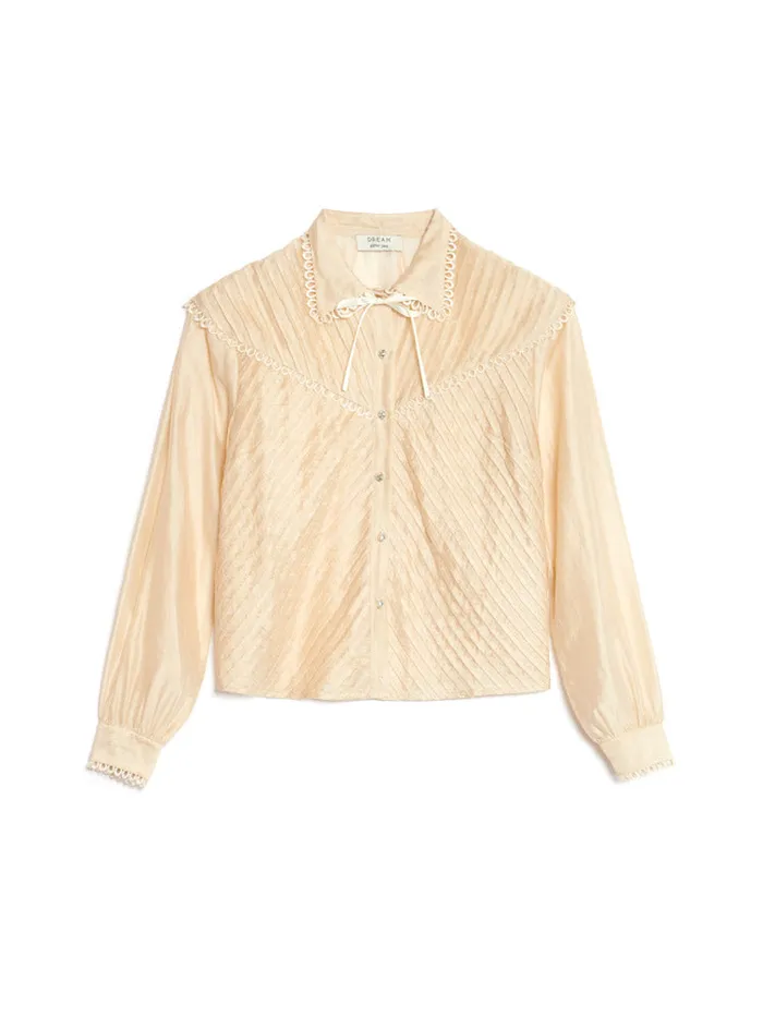 Women Sister Jane Tops DREAM Pony Pleat Blouse Vintage Cream