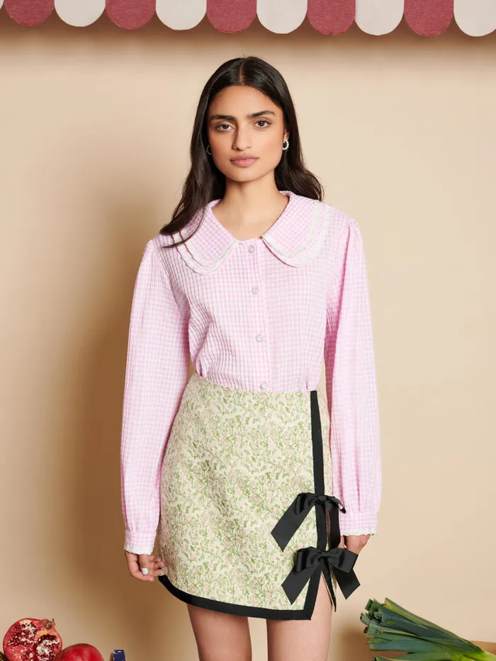 Women Sister Jane Tops Olive Gingham Blouse Gingham Pink