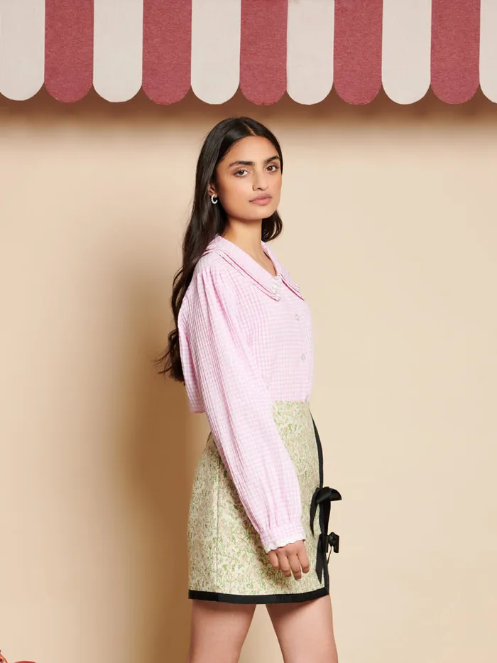 Women Sister Jane Tops Olive Gingham Blouse Gingham Pink