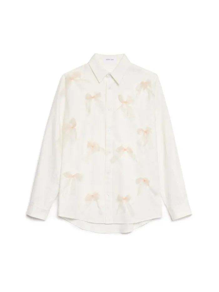 Women Sister Jane Tops Penny Tulle Bow Shirt Pearl Ivory