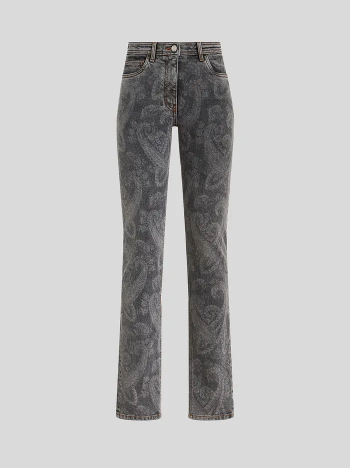 Women Skinny Jeans With Paisley Etro Trousers