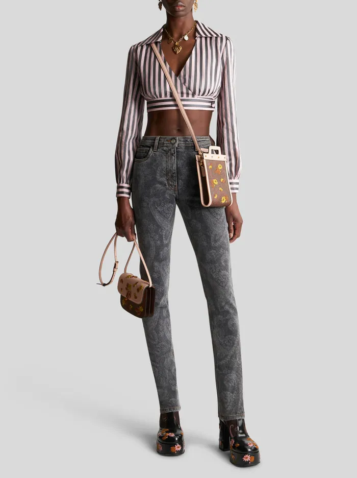 Women Skinny Jeans With Paisley Etro Trousers