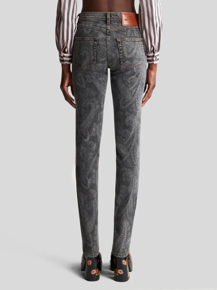 Women Skinny Jeans With Paisley Etro Trousers