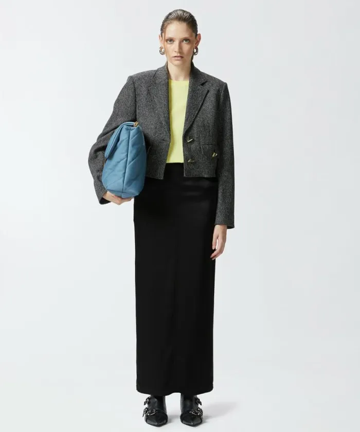 Women Skirts Pinko Long Satin Skirt With Rear Slit Limo Black