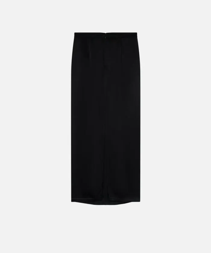 Women Skirts Pinko Long Satin Skirt With Rear Slit Limo Black Women Skirts Pinko Long Satin Skirt With Rear Slit Limo Black