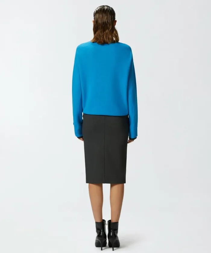 Women Skirts Pinko Longuette Skirt With Slit And Zip Greycrow Women Skirts Pinko Longuette Skirt With Slit And Zip Greycrow