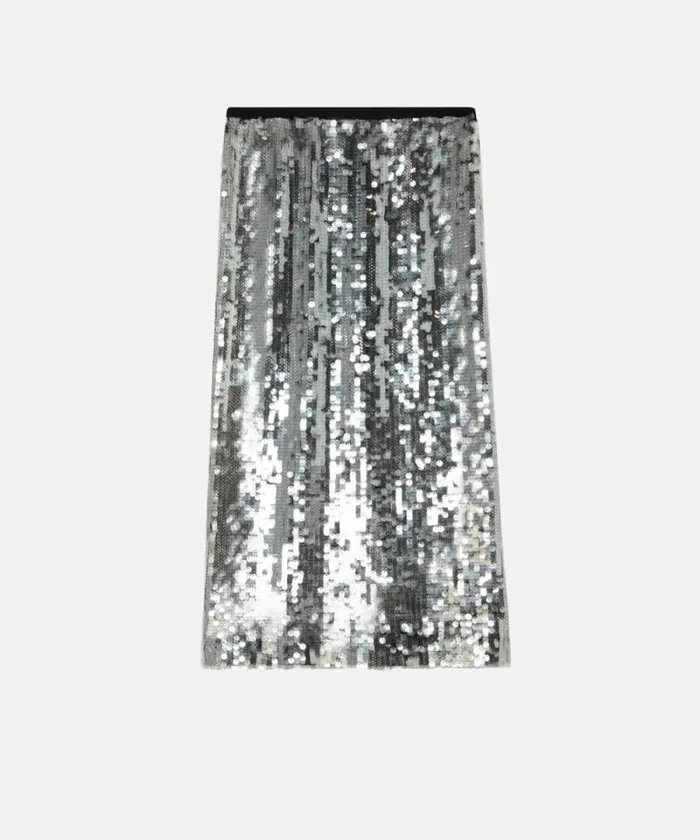 Women Skirts Pinko Sequinned Mesh Pencil Skirt Blacktransparent Women Skirts Pinko Sequinned Mesh Pencil Skirt Blacktransparent