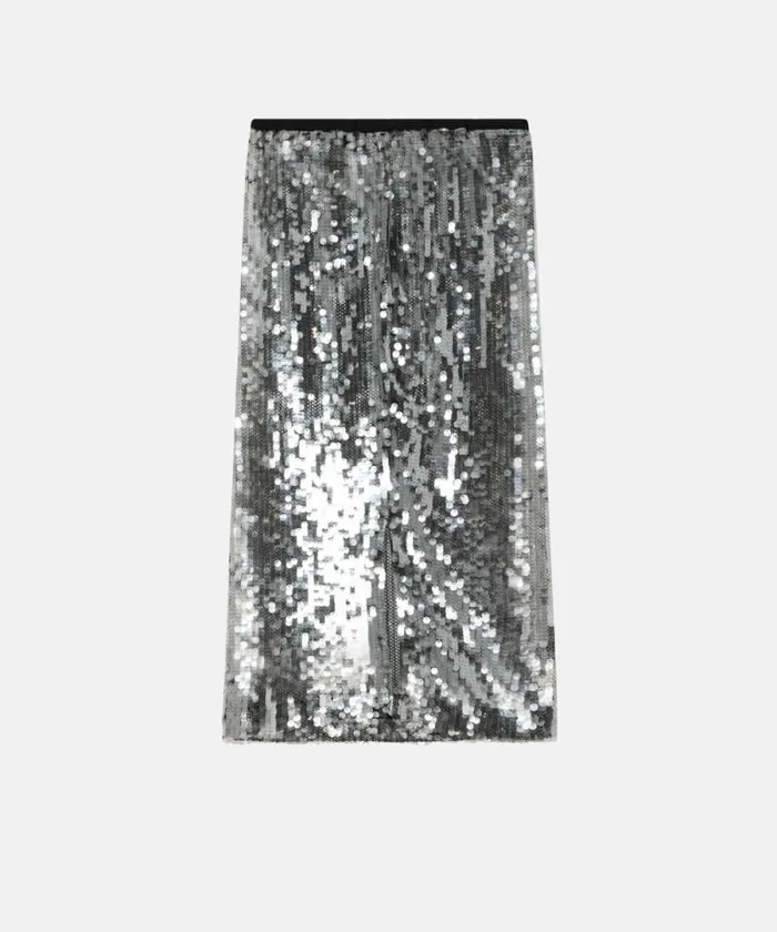 Women Skirts Pinko Sequinned Mesh Pencil Skirt Blacktransparent Women Skirts Pinko Sequinned Mesh Pencil Skirt Blacktransparent