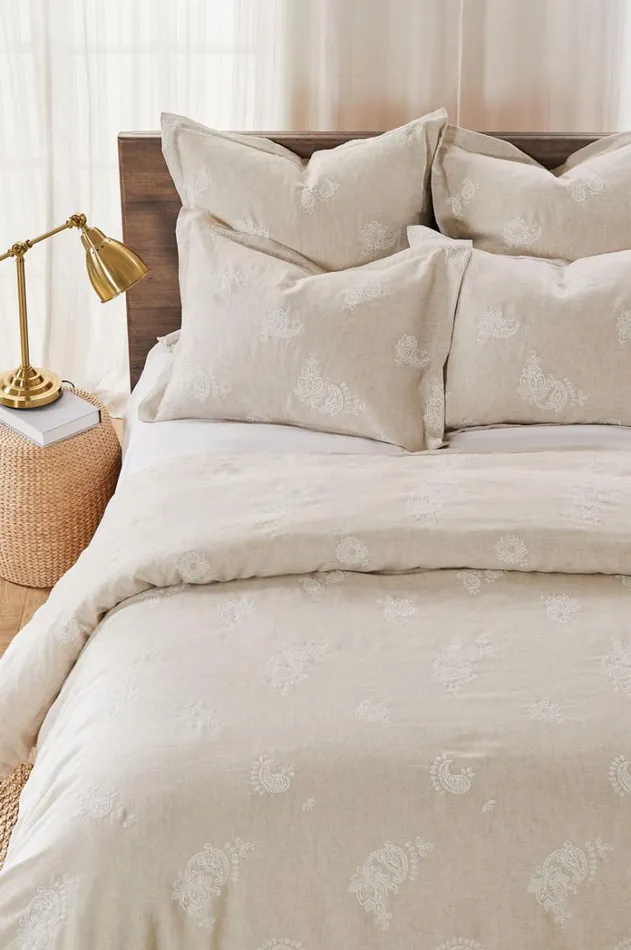 Women Skyler Eyelet Linen Euro Single Sham Sand Johnny Was Bedding