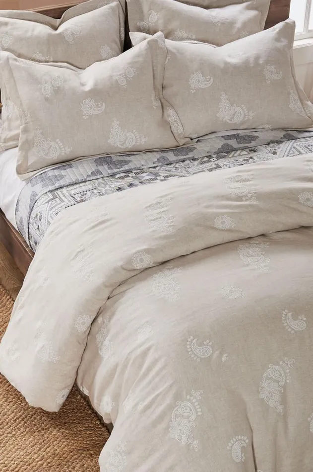 Women Skyler Eyelet Linen Euro Single Sham Sand Johnny Was Bedding Women Skyler Eyelet Linen Euro Single Sham Sand Johnny Was Bedding