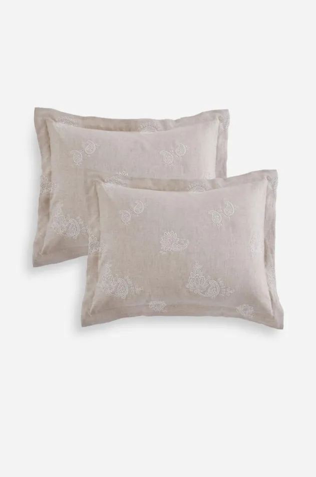 Women Skyler Eyelet Linen Standard Shams Sand Johnny Was Bedding