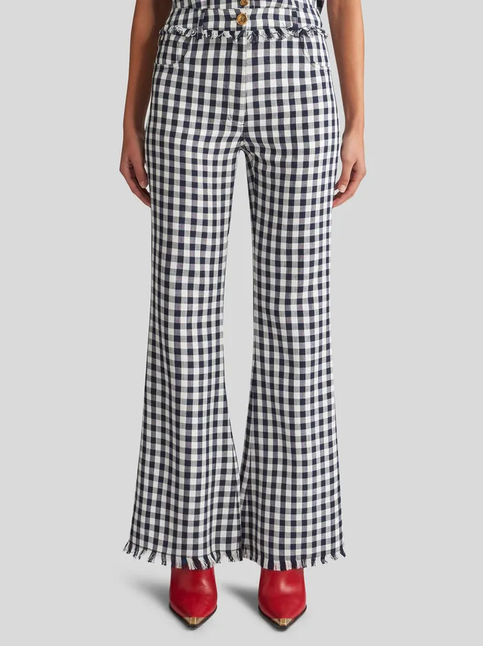 Women SlimFit Gingham Trousers Etro Trousers