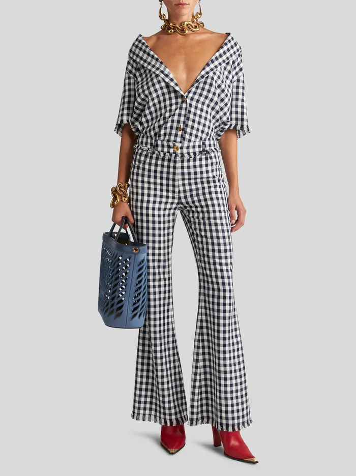 Women SlimFit Gingham Trousers Etro Trousers