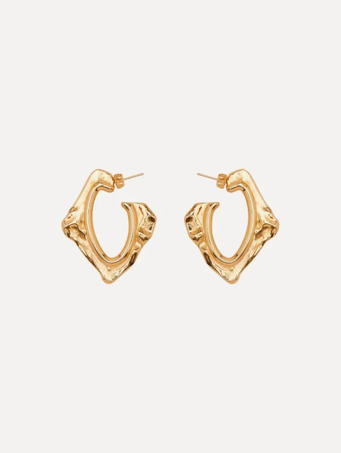 Women Small Abstract O Hoop Earrings Gold Oscar De La Renta Earrings