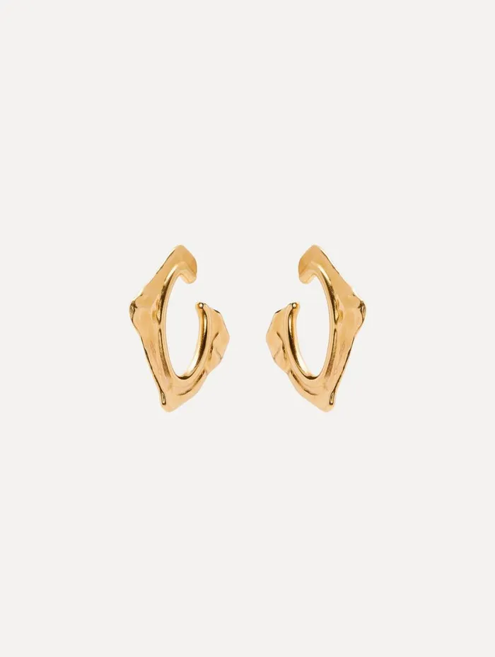Women Small Abstract O Hoop Earrings Gold Oscar De La Renta Earrings
