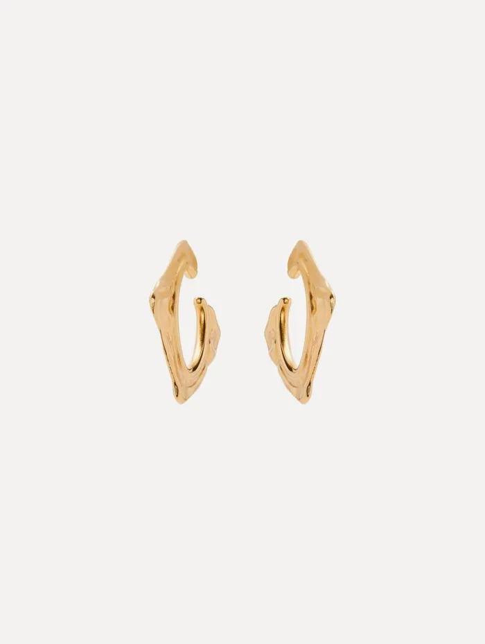 Women Small Abstract O Hoop Earrings Gold Oscar De La Renta Earrings