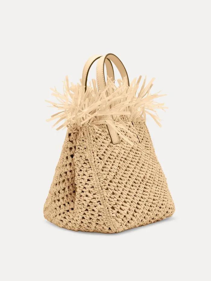 Women Small Raffia Crochet Square Tote Natural Oscar De La Renta Handbags Women Small Raffia Crochet Square Tote Natural Oscar De La Renta Handbags