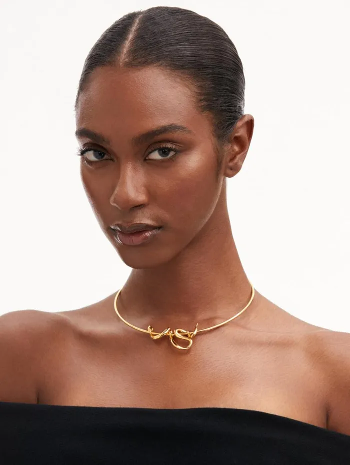 Women Snake Necklace Gold Oscar De La Renta Necklaces