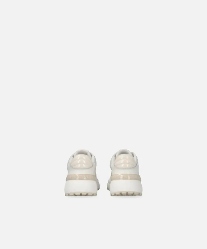 Women Sneakers Pinko Chunky Sneakers With Satin And Rhinestones Yoghurt