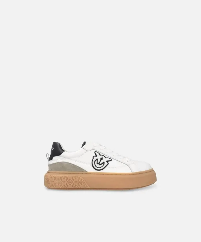 Women Sneakers Pinko Leather Platform Sneakers Whiteblack