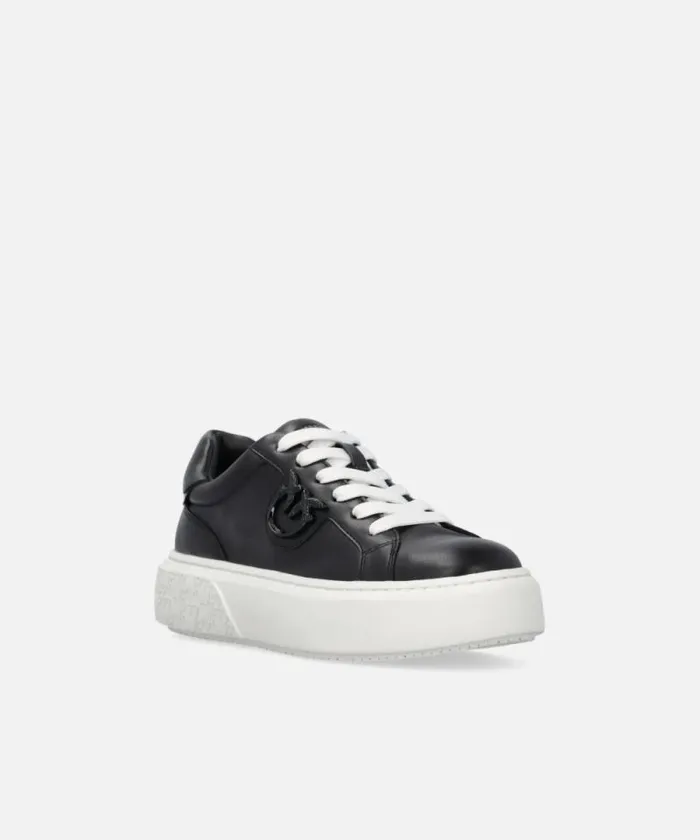 Women Sneakers Pinko Leather Sneakers With Platform Sole Limo Black Women Sneakers Pinko Leather Sneakers With Platform Sole Limo Black
