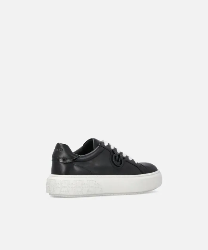 Women Sneakers Pinko Leather Sneakers With Platform Sole Limo Black Women Sneakers Pinko Leather Sneakers With Platform Sole Limo Black